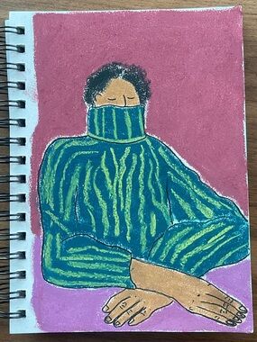 Original Pastel Study – Green Turtleneck Figure